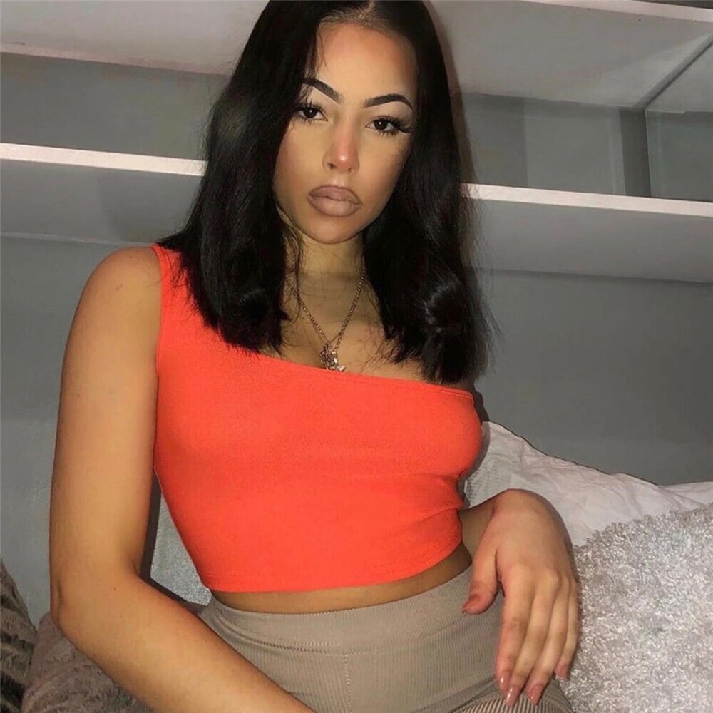 NWT Orange One Shoulder Crop Top
